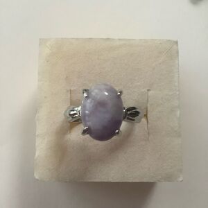 Elegant Light Purple Lepidolite Stone Silver Ring